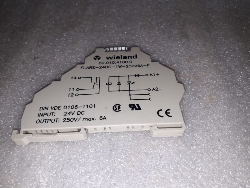 Wieland 80.010.4100.0 Relay Flare-24DC-1W-250V6A-F Input-24Vdc Output 250v/ max