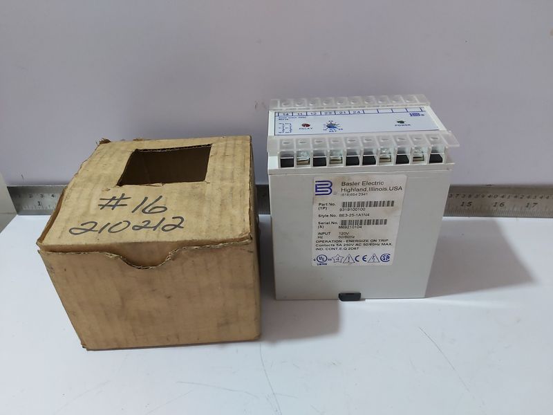 BASLER BE3-25-1A1N4 SYNCHRONIZING CHECK 65-140 VOLT RELAY P/N: 9319100100