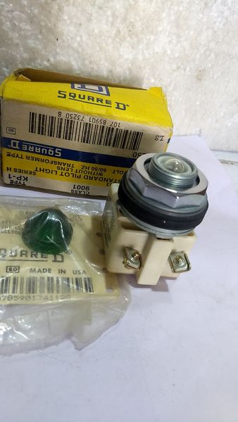 KM-1 SERIES G SQUARE D GREEN PILOT LIGHT 120 VAC 50/60HZ 9001KM1G