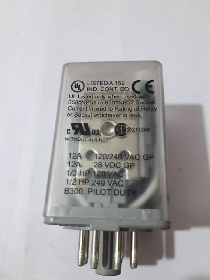 Square D 8501KP12P14V20 Ser-F 120V 50/60Hz B300 Pilot Duty Dpdt 8 Pin Relay