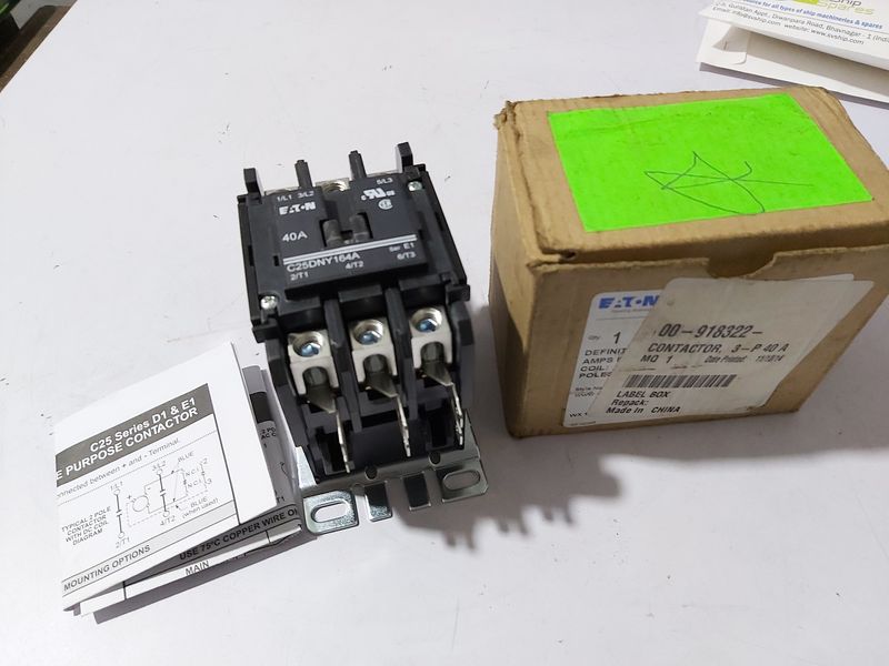 EATON C25DYN164A DEFINITE PURPOSE CONTACTOR SER-E 110-120V 3-POLE