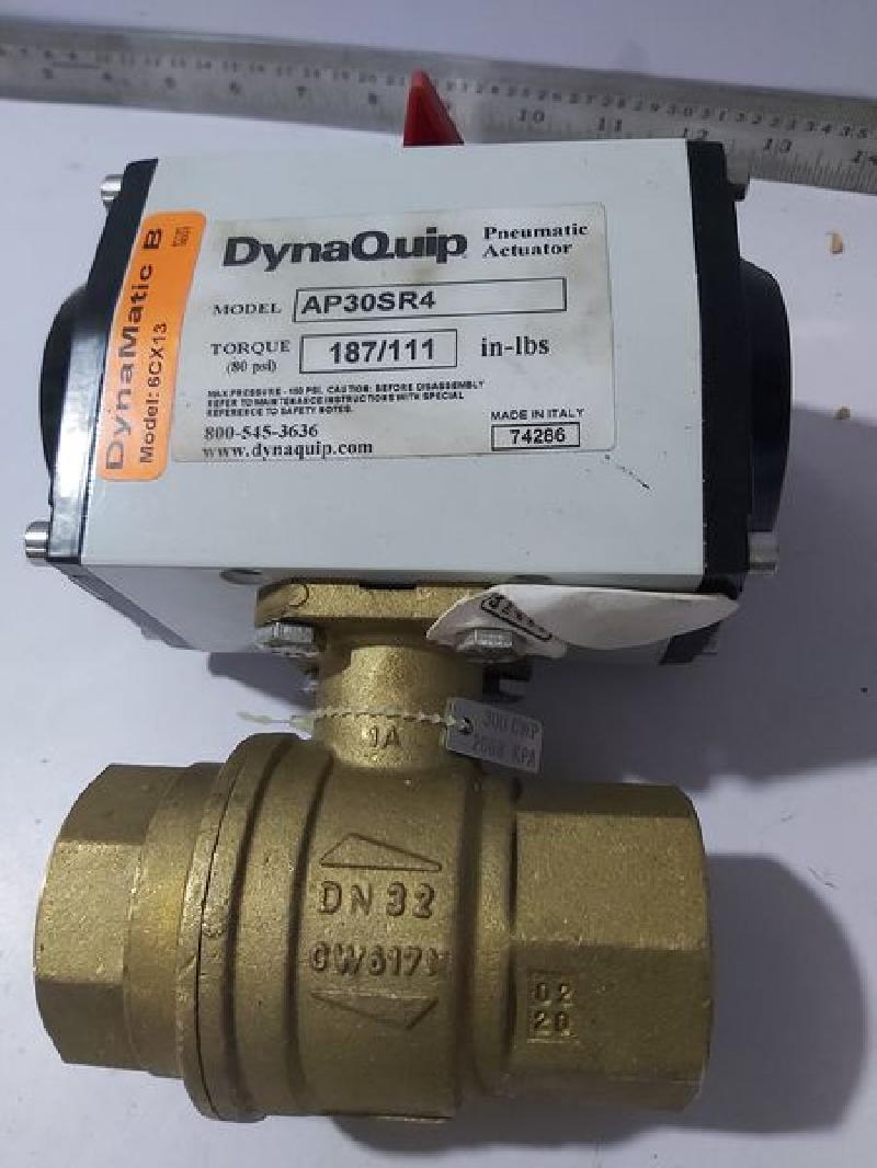 DYNAQUIP 6CX13  AP30SR4 PNEUMATIC ACTUATOR WITH BRASS BALL VALVE 1-1/4