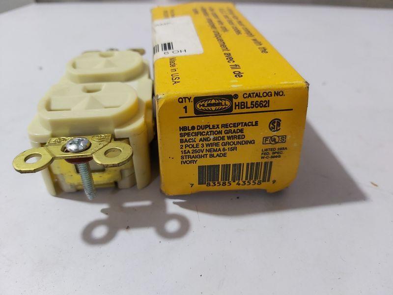 HUBBELL HBL 5662I DUPLEX RECEPTACLE 2-POLE 3-WIRE 15A 250V NEMA-6 15R  8-PCS LOT