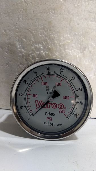 Guage Varco PH-85 316SS Tube & Socket Guage 2500PSI Ft.Lbs.x 1000