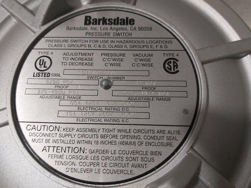 BARKSDALE B1X-S48SS-UL PRESSURE, TEMPERATURE, VACUUM, SWITCH