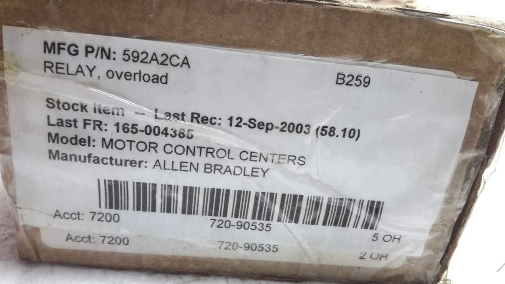 Allen Bradley 592-A2CA Ser A Overload Relay