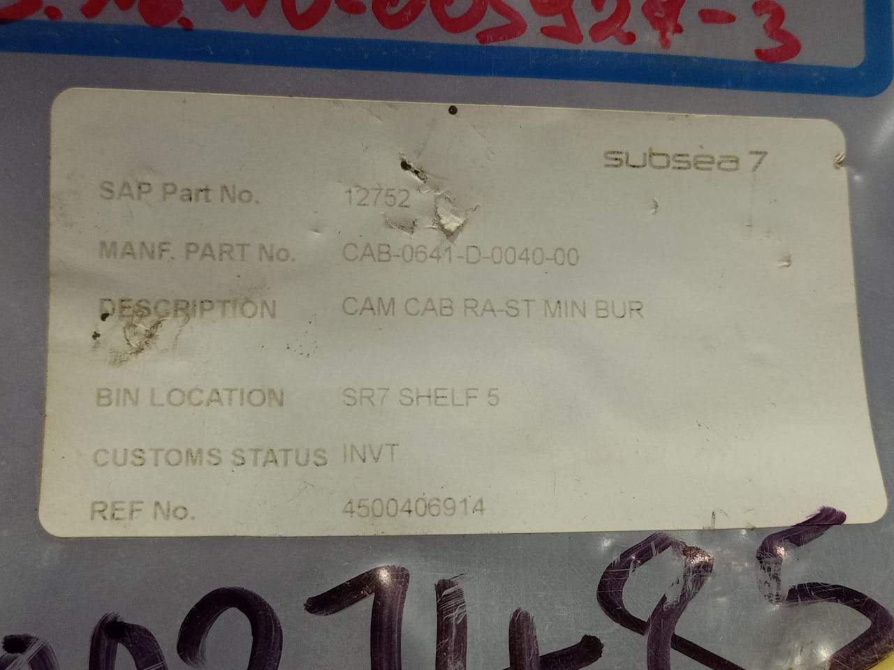 C.R. Encapsulation CAB-0641-D-0040-00 Rev C1 CAM CAB RA-ST Min Bur