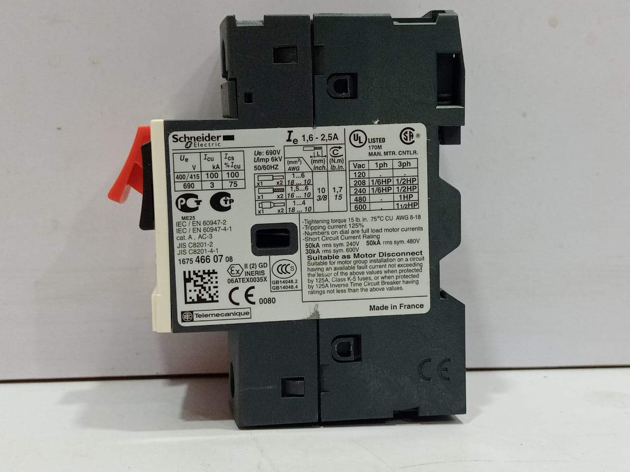 Schneider GV2ME07 Motor Circuit Breaker