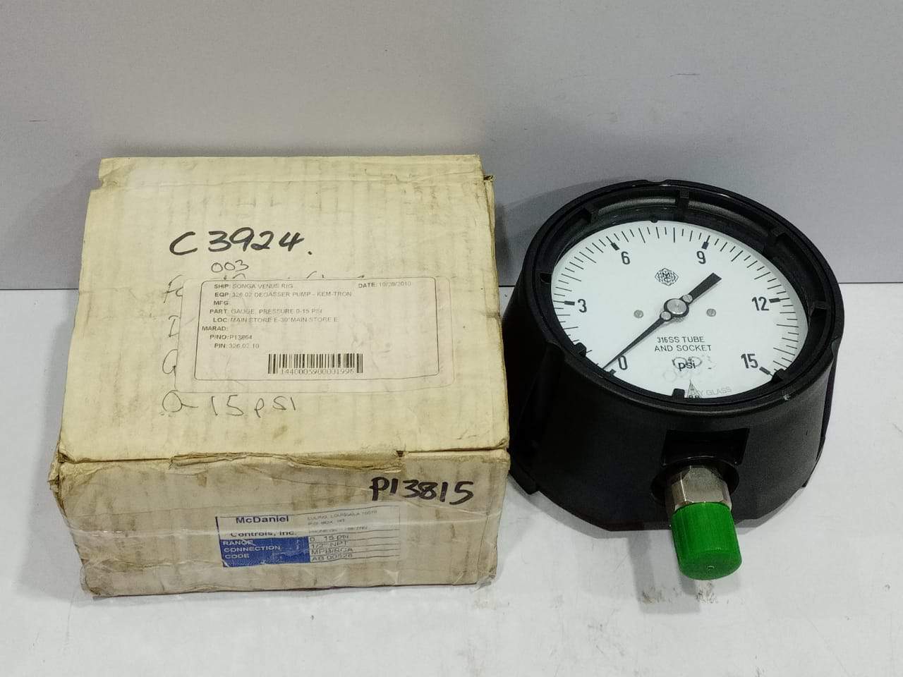 McDaniel MPB_SCA 0-15 PSI Pressure Gauge