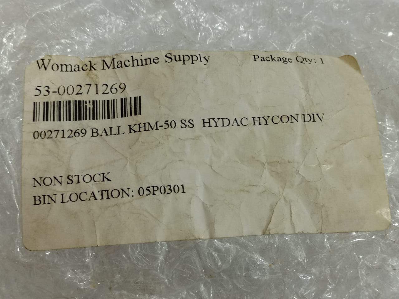 Womack 53-00271269 Ball KHM-50 SS Hydac Hycon DIV