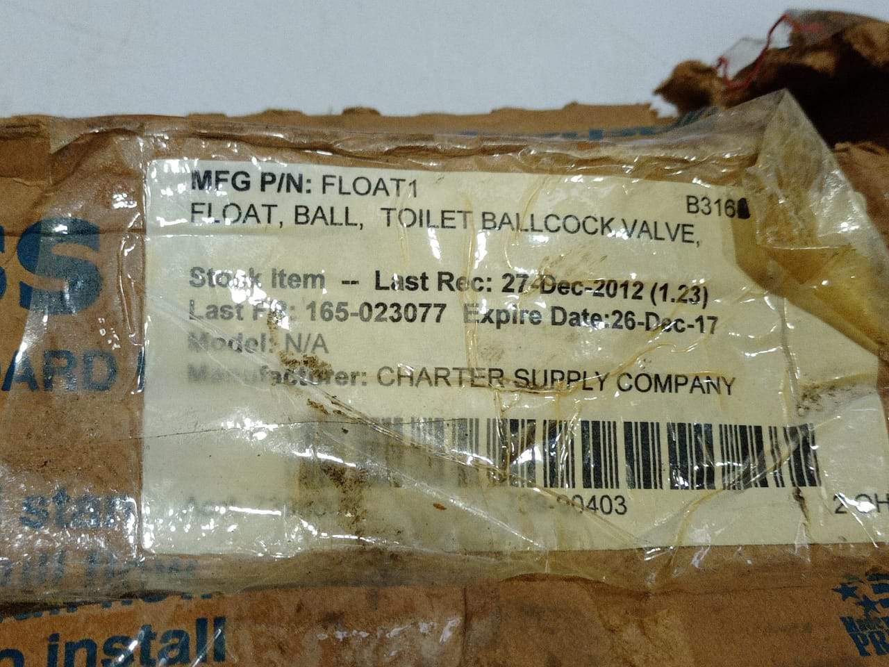 Charter Supply Company Float1 Float Ball Toilet Ballcock Valve