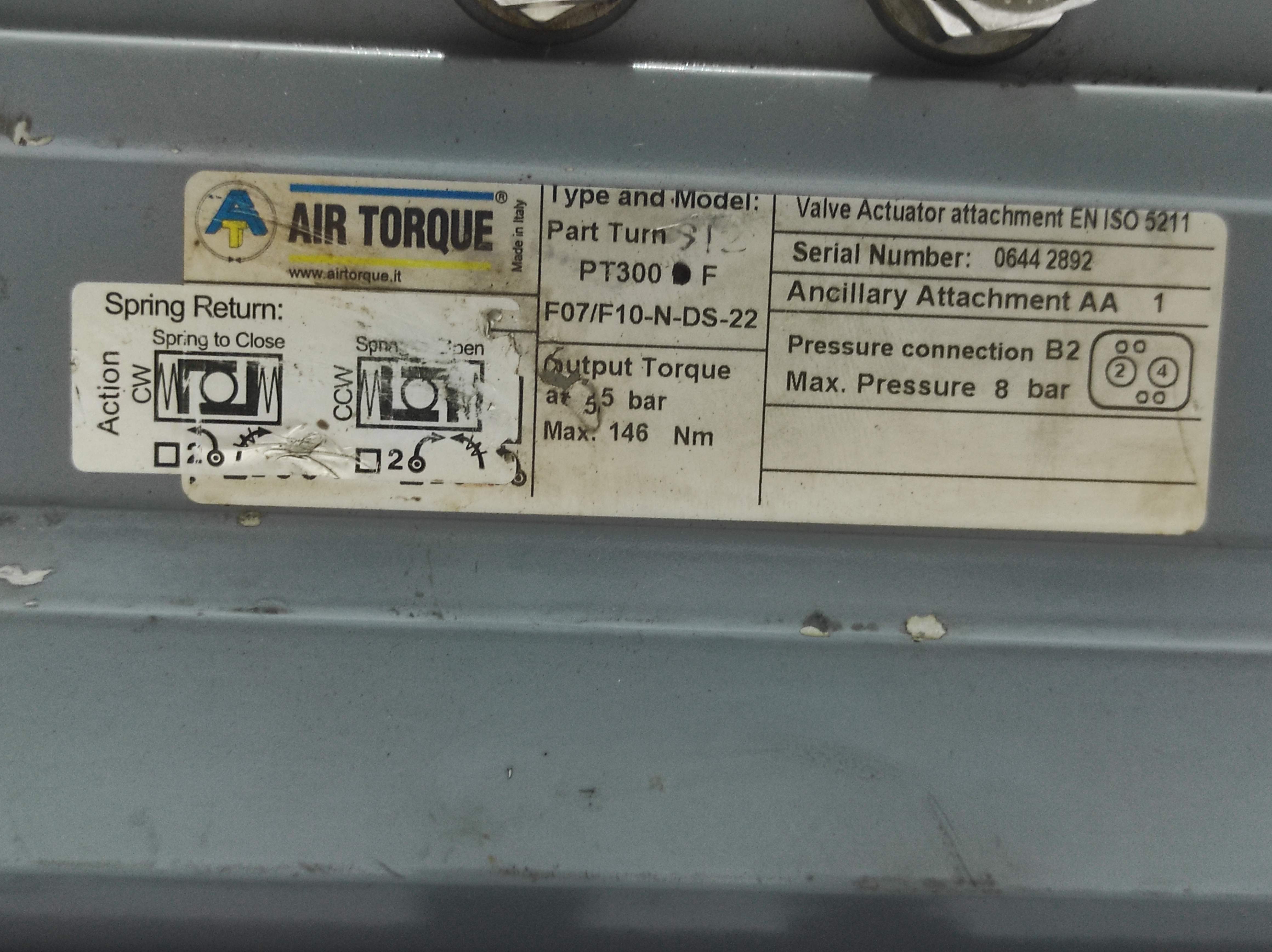 Air Torque PT300 F Pneumatic Actuator