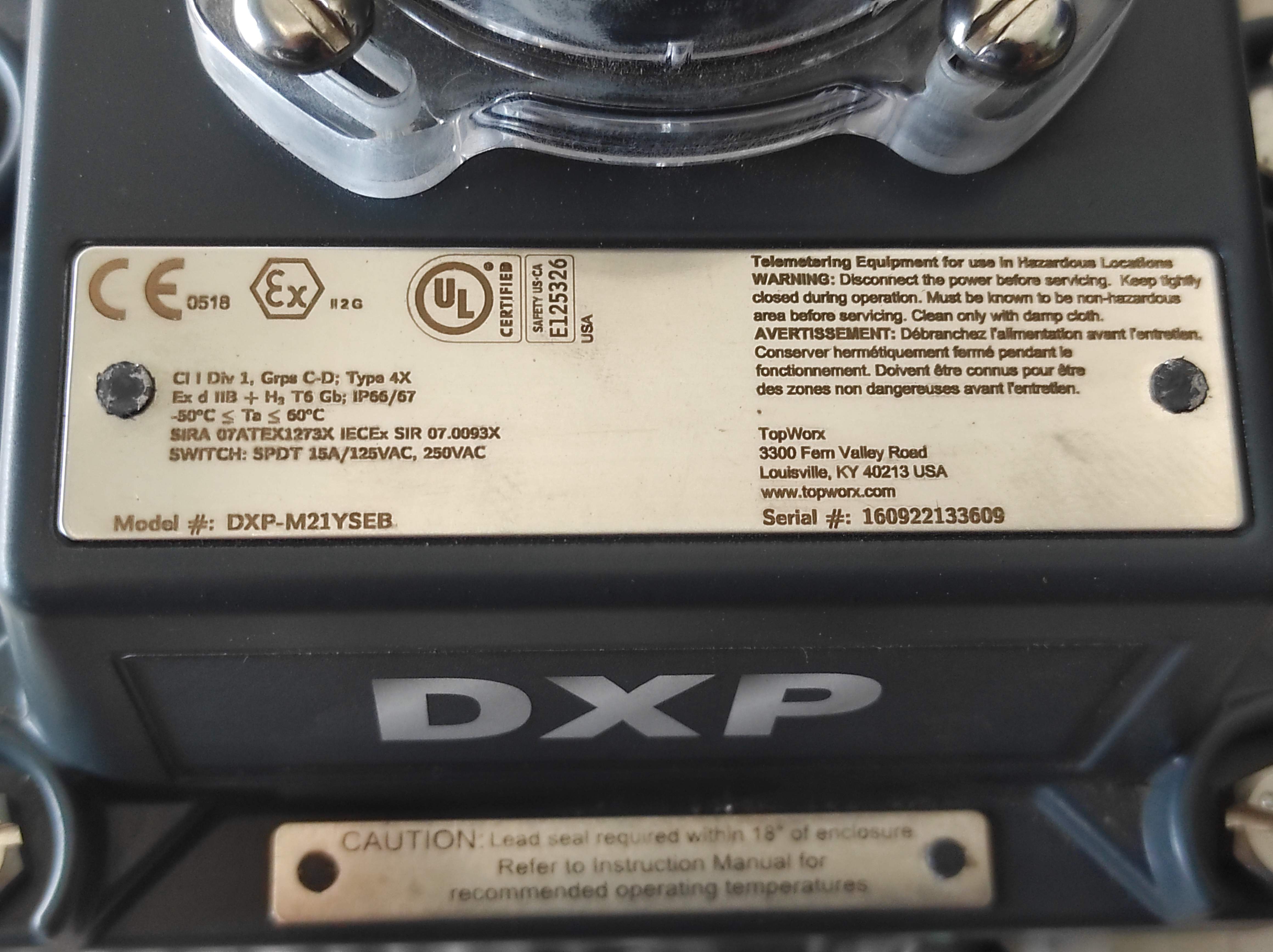 Emerson Topwork DXP-M21YSEB Valve Position Monitor and Limit Switch