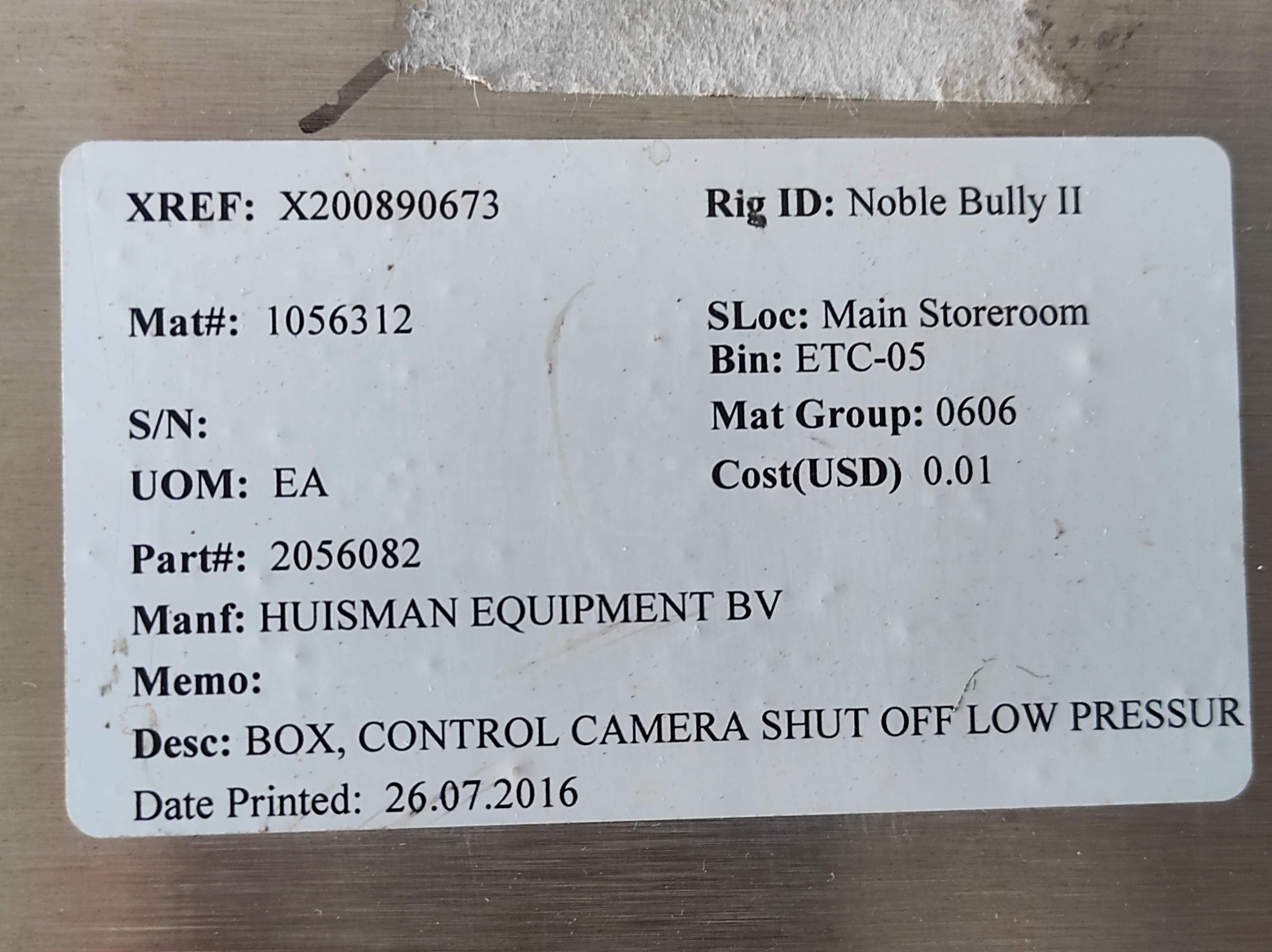 Orlaco Control Camera Shut Off Low Pressure Box