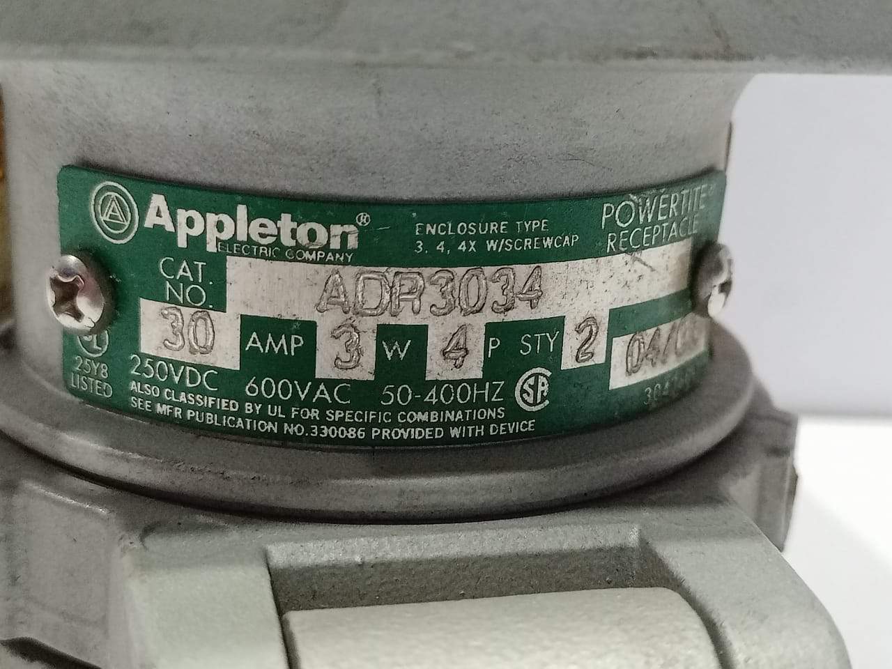 Appleton ADR3034 Receptacle