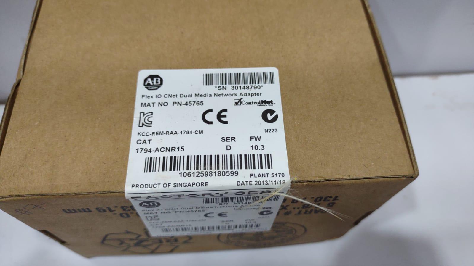 Allen Bradley 1794-ACNR15 Ser D Flex IO CNet Dual Media Network Adaptor