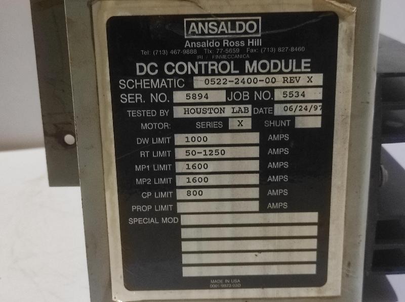 Ansaldo Ross Hill 0522-2400-00 Rev X DC Control Module