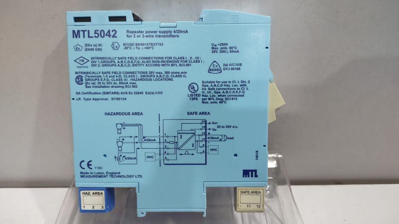 Measurement Technology MTL MTL5042 Repeater Power Supply 4_20mA for 2 or 3-Wire Transmitter