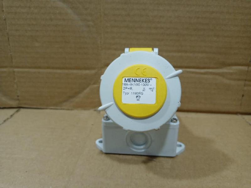 Mennekes 1193RS Yellow Wall Mount Right Angle Power Socket