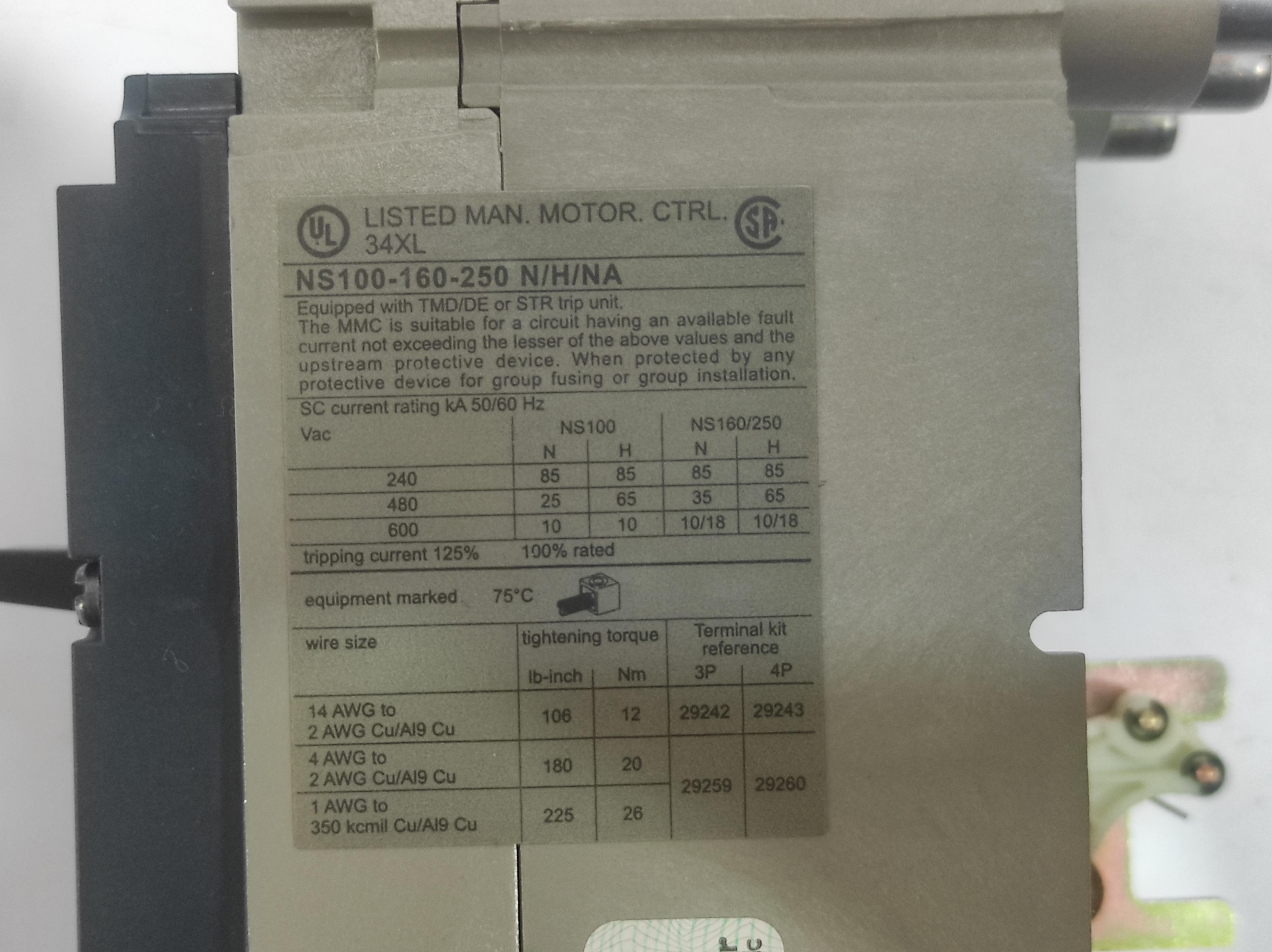 Merlin Gerin 29674 Circuit Breaker NS100H TM25D 3P3D