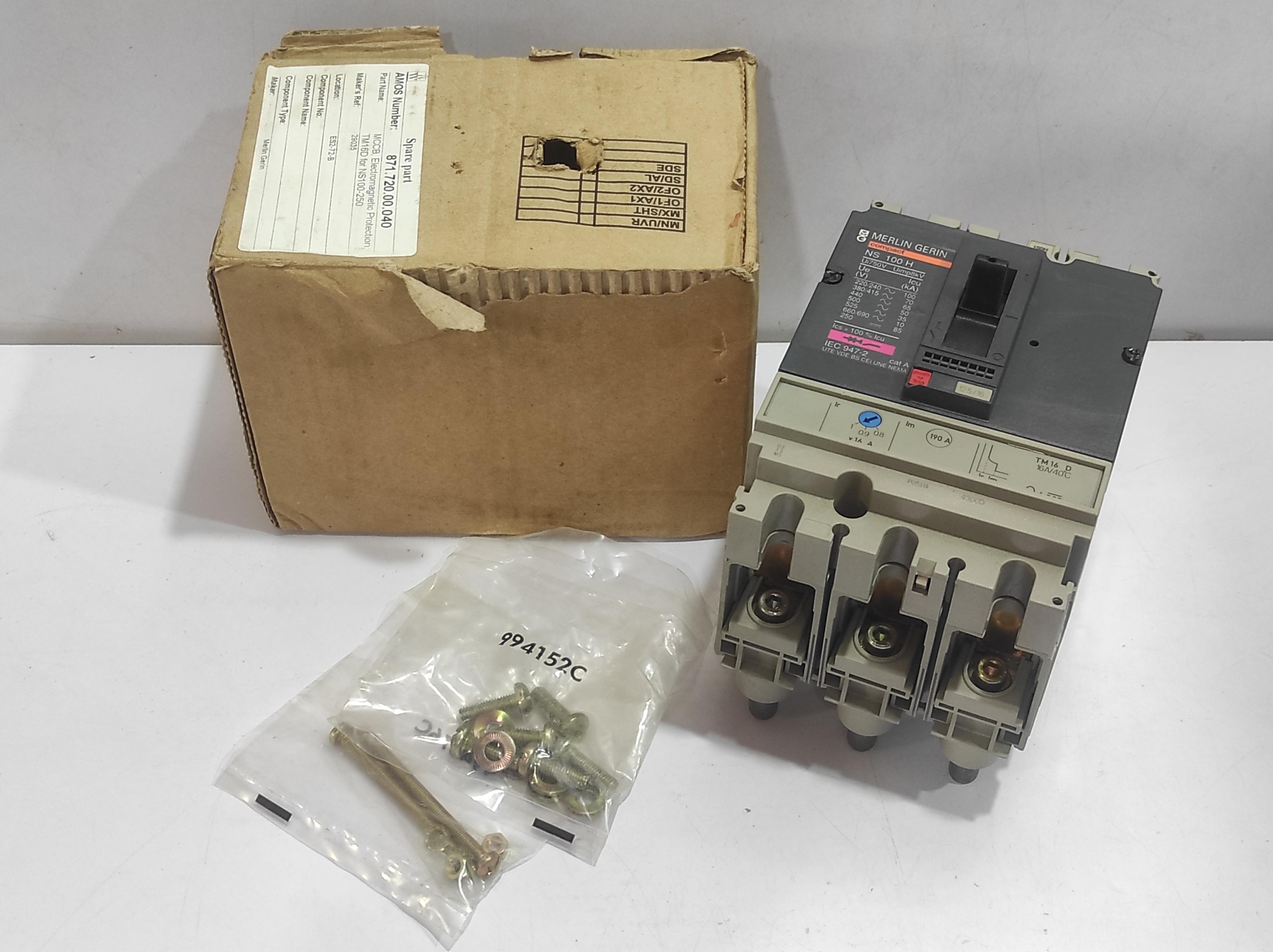 Merlin Gerin 29675 Circuit Breaker NS100H TM16D