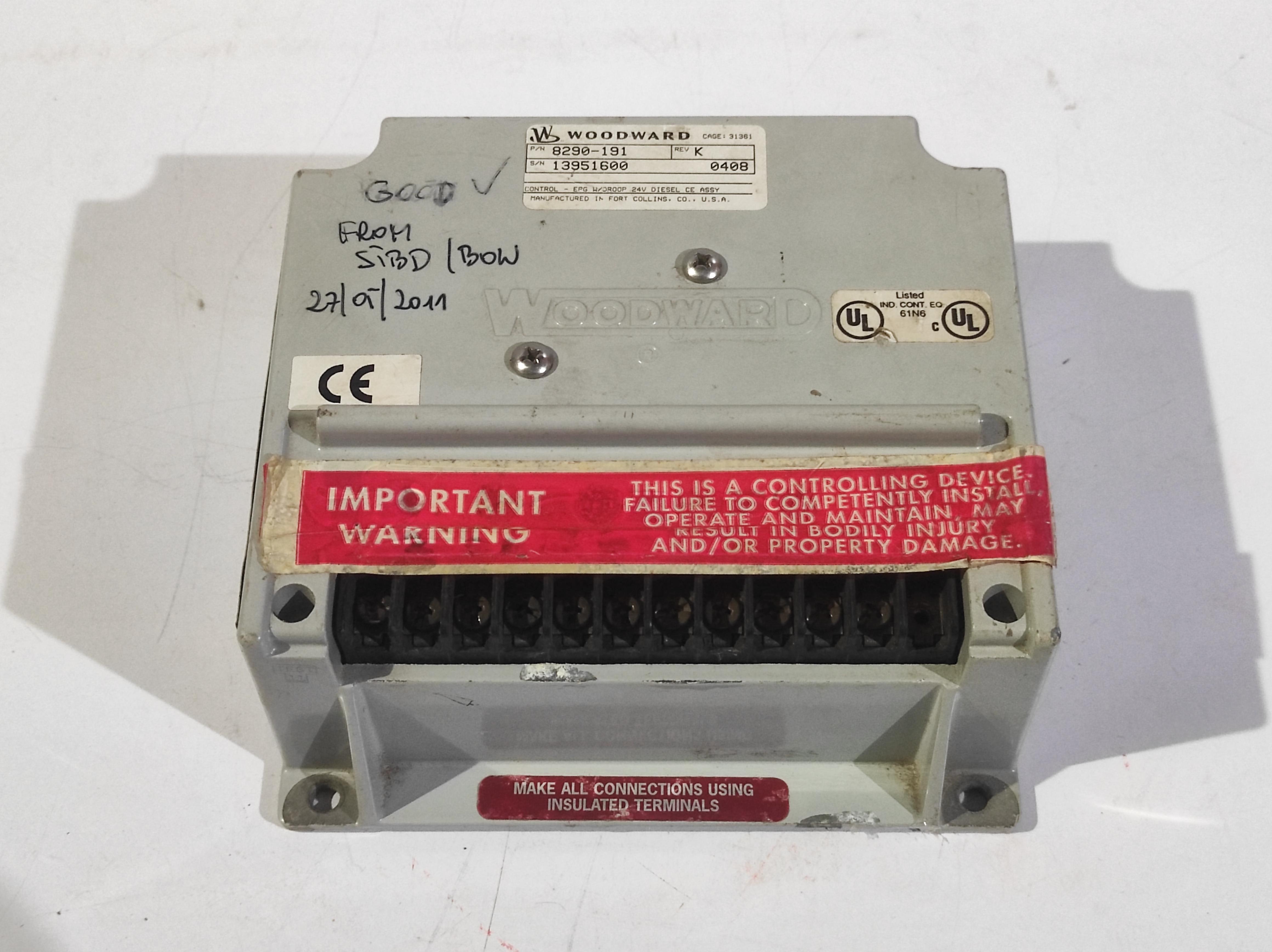 Woodward 8290-191 Rev K EPG Speed Control 24VDC