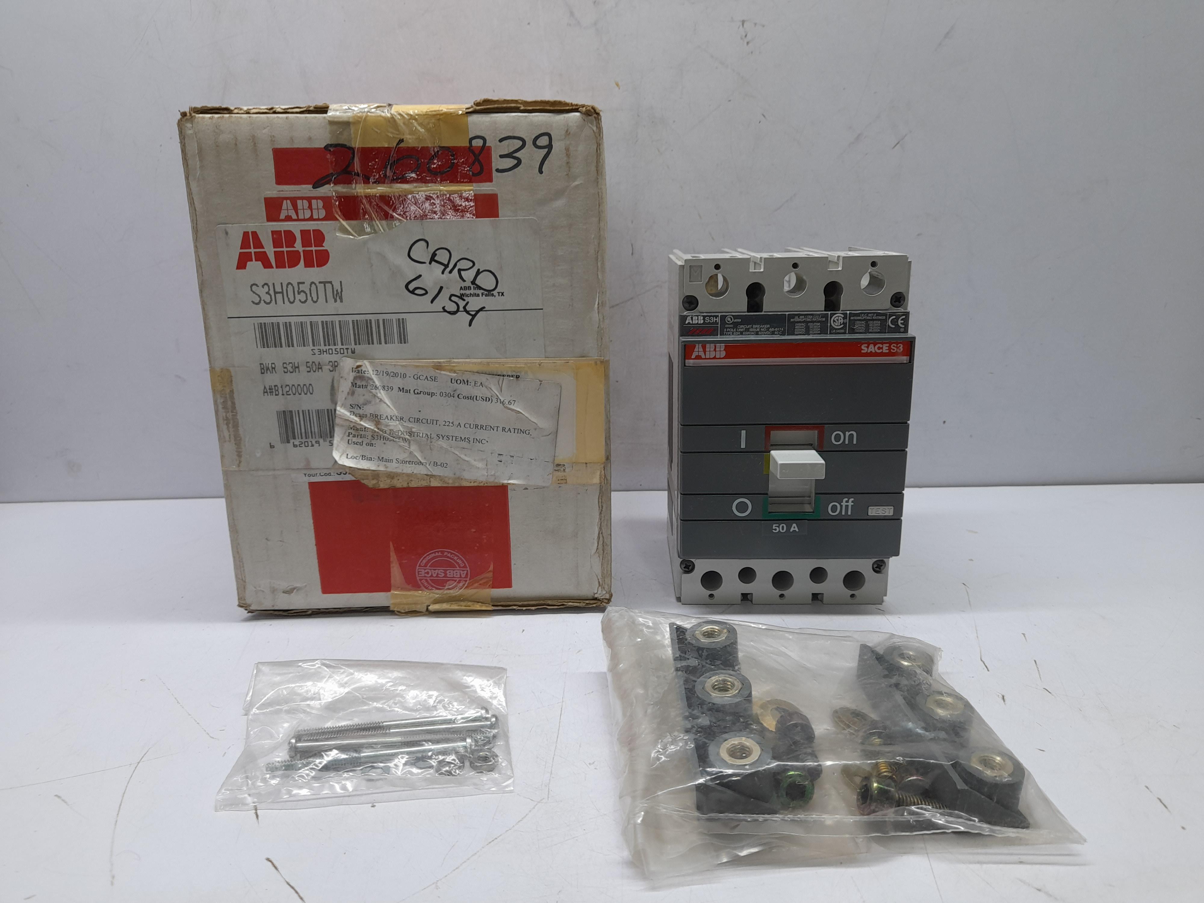 ABB SACE S3 S3H050TW Circuit Breaker S3H 50A