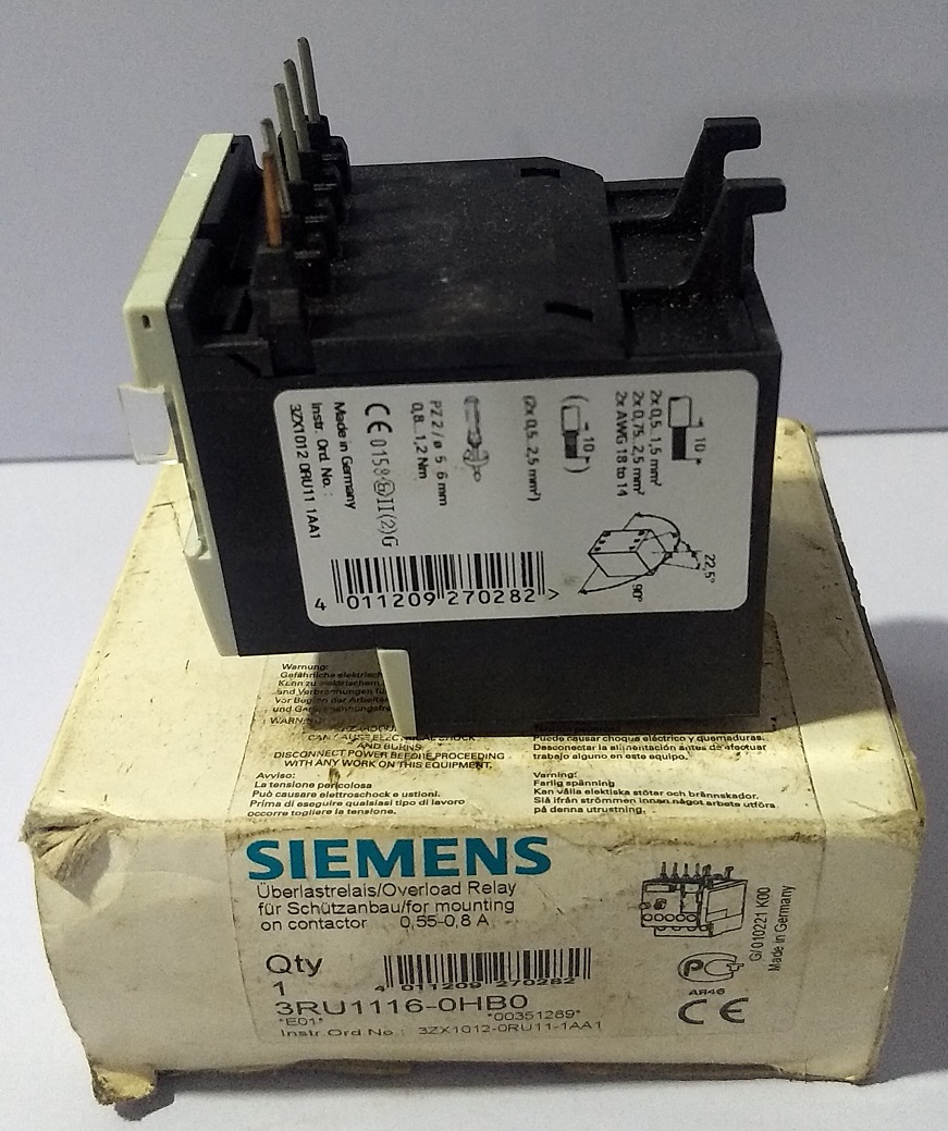 Siemens Sirius 3RU1116-0HB0 - G/010221 - E01 - Thermal Overload Relay