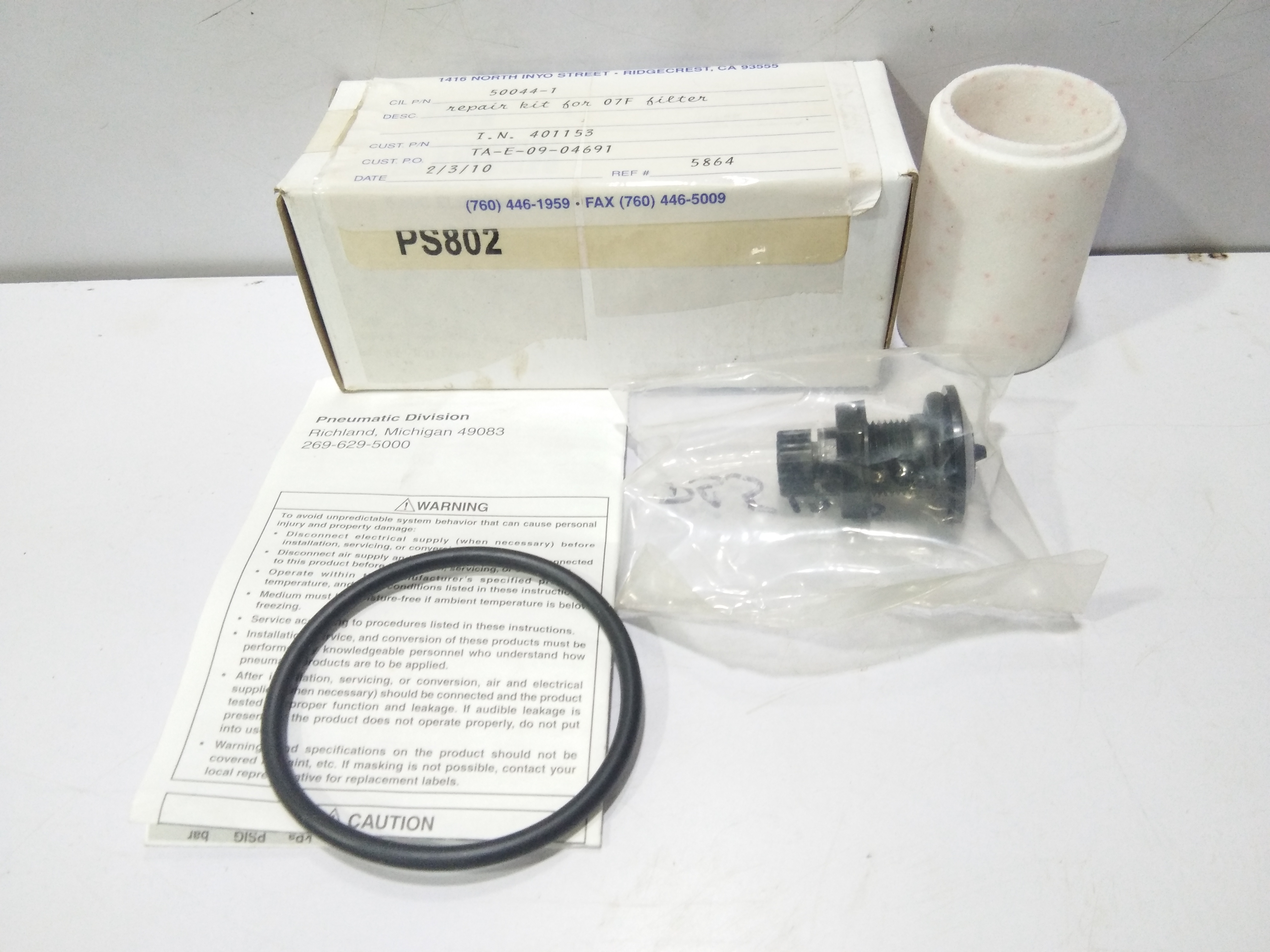 PS802 6 MIC ELEMENT REPAIR KIT FOR 07F FILTER