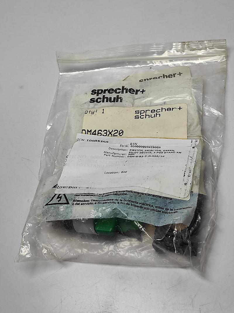 Sprecher Schuh D5M-SB333LX20 Green Selector Switch Pilot Device