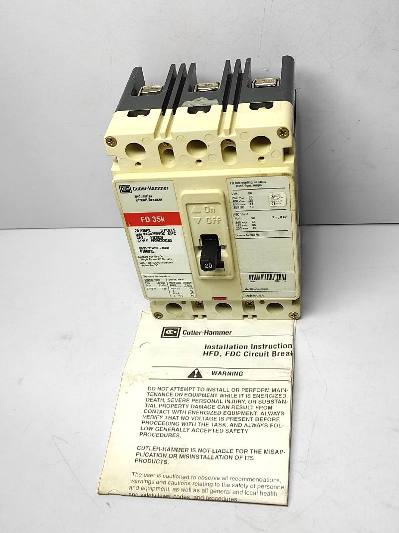 Cutler Hammer FD 35k FD3020 Industrial Circuit Breaker