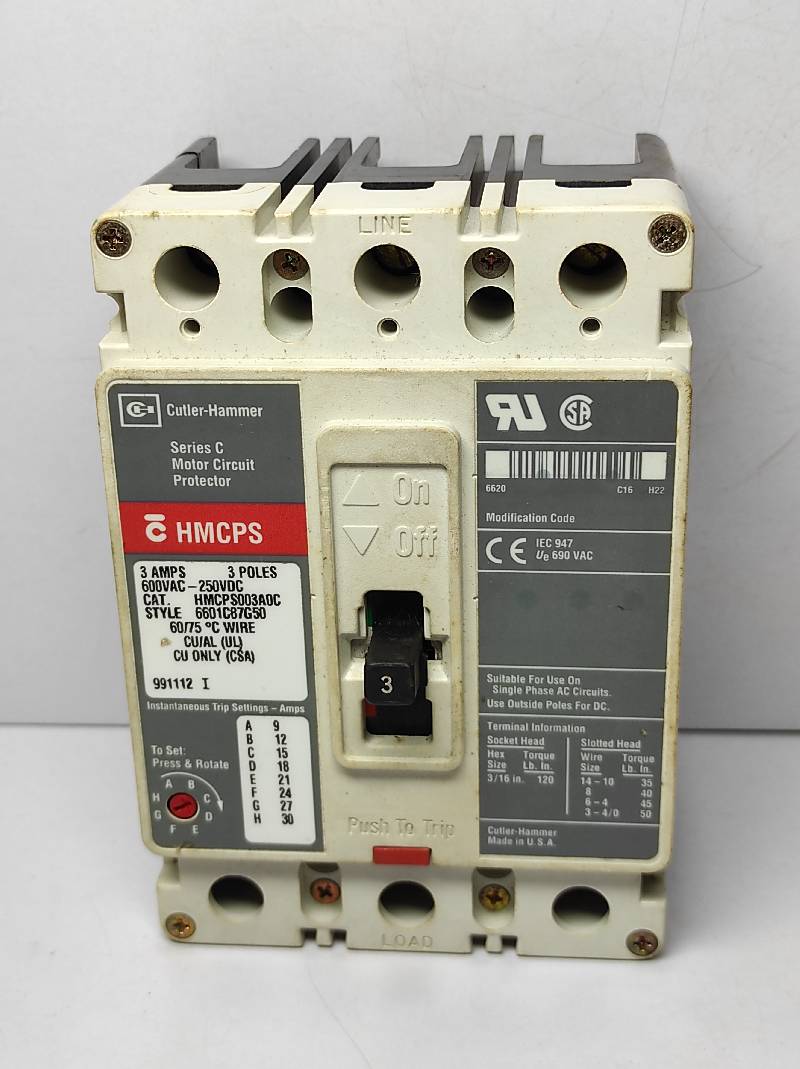 Cutler Hammer HMCPS HMCPS003A0C Series C Motor Circuit Protector