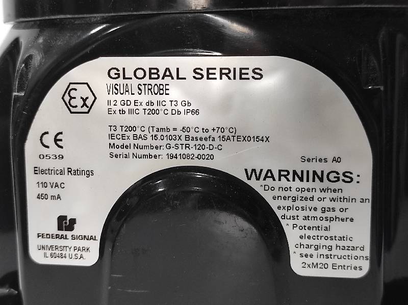 Federal Signal G-STR-120-D-C Series A0 Global Series Visual Strobe