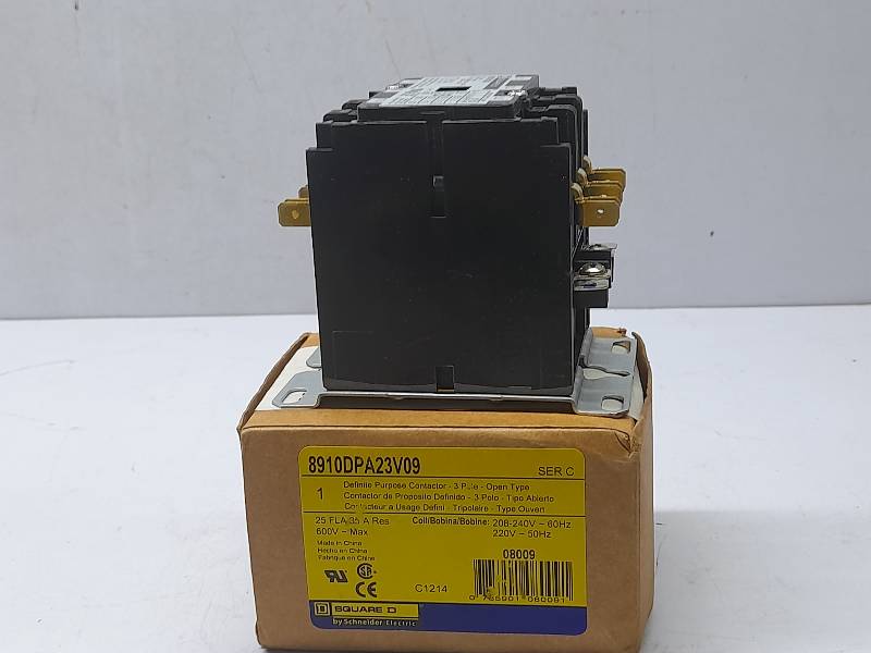 Square D 8910DPA23V09 Ser C Definite Purpose Contactor 3 Pole Open Type 220V 50Hz 208-240V 60Hz