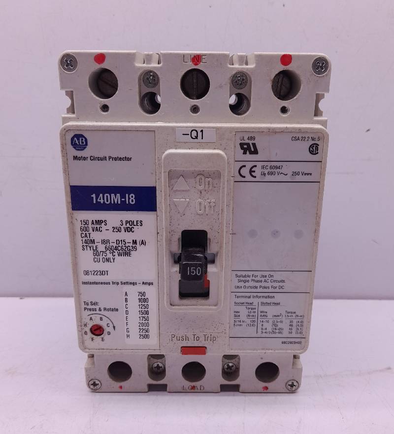 Allen Bradley 140M-I8R-D15-M(A) Circuit Breaker 150A 3P 140M-I8