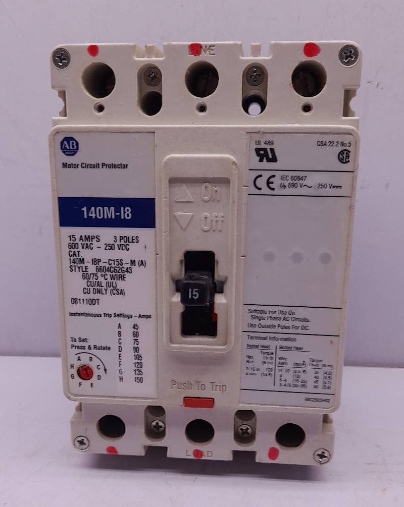 Allen Bradley 140M-I8P-C15S-M(A) Circuit Breaker 15A 3P 140M-I8