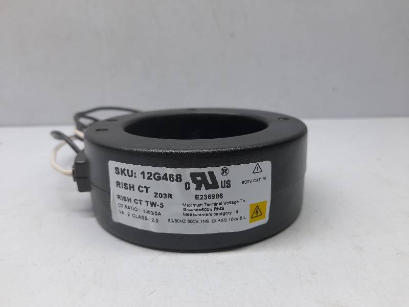 Rish CT Z03R Current Transformer TW-5 Grainger 12G468 CT Ratio 1000/5A VA: 2 Class 2.0 50/60Hz 600V 