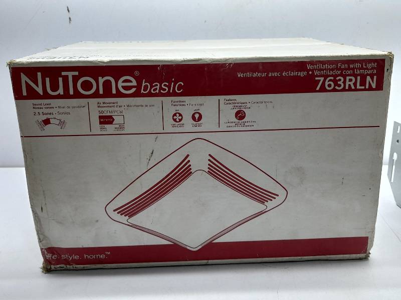 NuTone 763RLN Ventilation Fan With Light Rev R01 B Unit 120V 60Hz 1.4A 