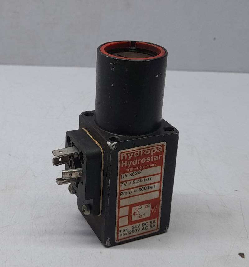 Hydropa Hydrostar DS 302/F Pressure Switch PV=5-55 Bar Pmax=300 Bar Max 24VDC 5A Max 250VAC 5A