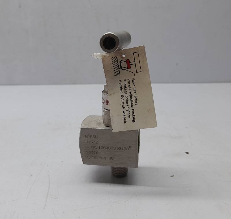 Marsh N1372 Manual Stainless Needle Valve ¼” MFA NV SS316 T. Pr. 10000 PSI @ 100?F