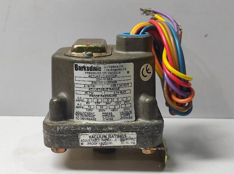 Barksdale D2H-H18SS Pressure Or Vacuum Actuated Switch D2HH18SS