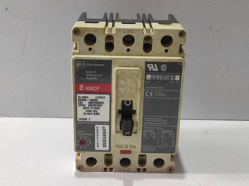 Cutler Hammer HMCP030H1C Circuit Breaker Ser C Motor Circuit Protector