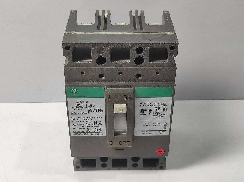 GE TEB132070 70Amps Molded Case Circuit Breaker 240VAC 250VDC 3Poles