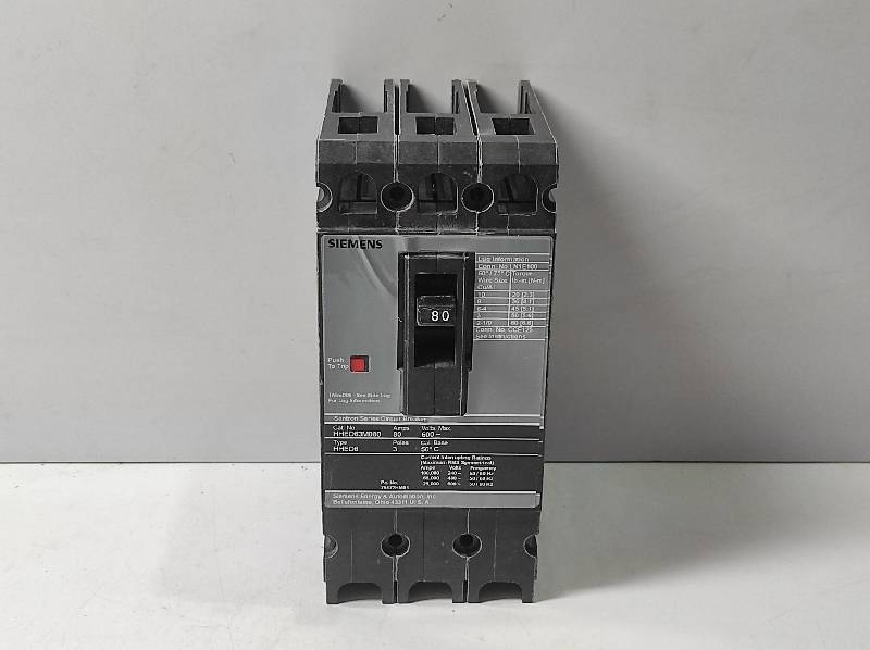 Siemens HHED63M080 MCCB 50C3P 80A 600V W/LO Lug