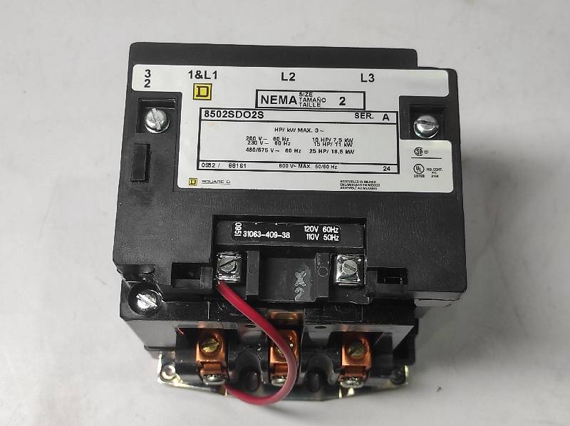 Square D 8502SDO2V02S Ser A AC Magnetic NEMA Size 2 Contactor