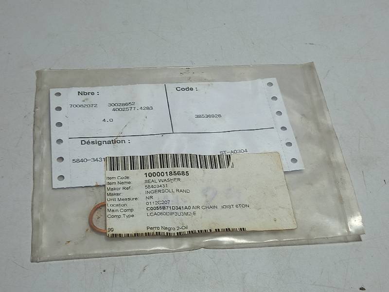 INGERSOLL RAND 58403431  SEAL WASHER  AIR CHAIN HOIST 6TON