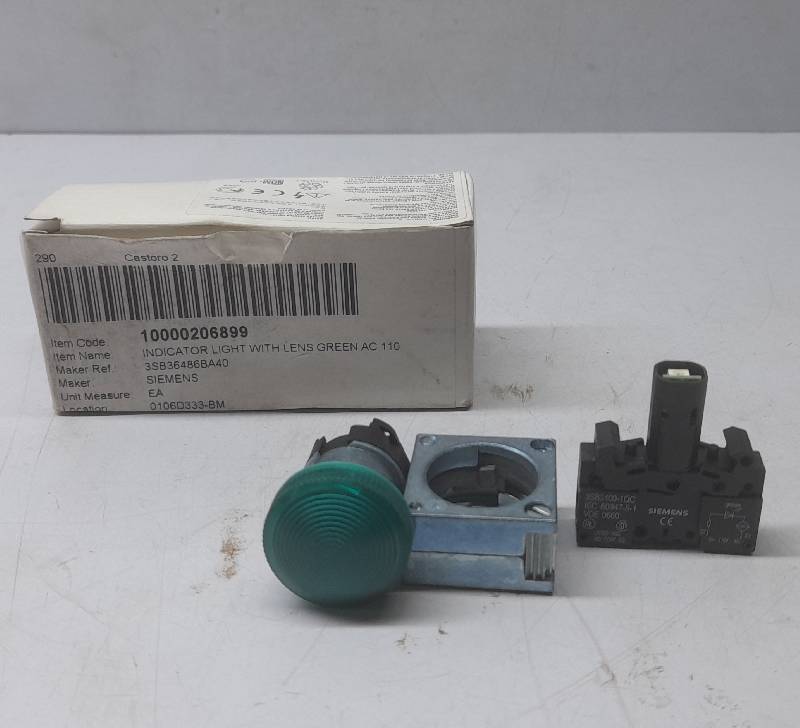 Siemens 3SB3 648-6BA40 Indicator Light With Green Lens 3SB36486BA40 3SB3 100-1QC