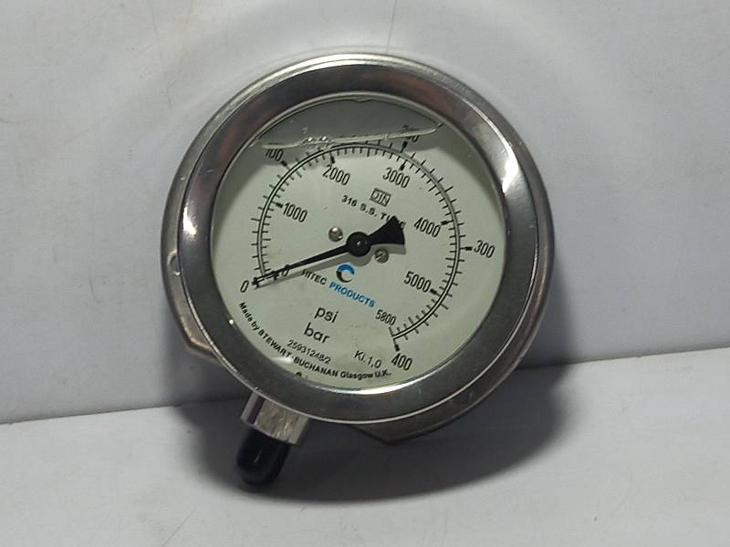 Stewart Buchanan 25931248 Pressure Gauge 100mm 600 Series ¼” BSP 0-400 Bar 0-5800 PSI