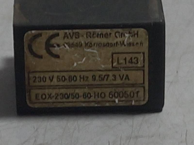 AVS ROMER Gmbh  L143 600501 SOLENOID COIL  230V 50-60Hz 9.5/7.3VA 