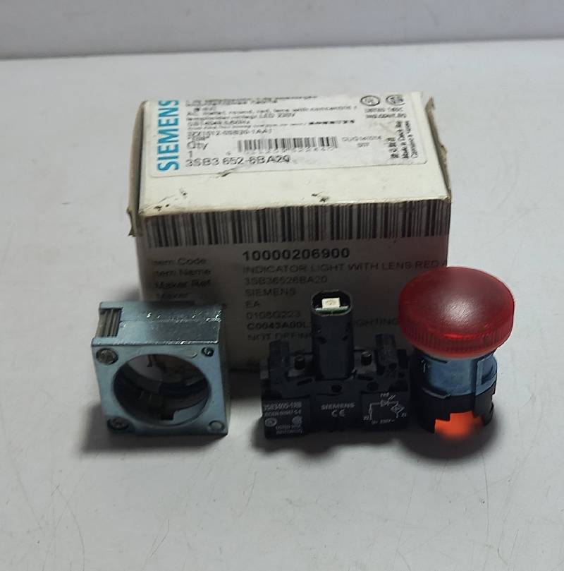 Siemens 3SB3 652 6BA20 Indicator Light With Red Lens